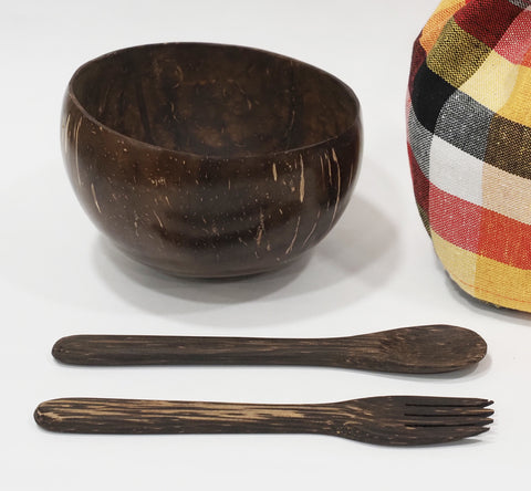 Chaola Coconut Shell Bowl with Cutlery (Single)