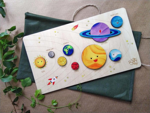 Nifty Foxy Wooden Solar System Puzzle
